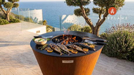 Grilled Mackerel & Horseradish Cream (British Style) cooking on an Arteflame grill