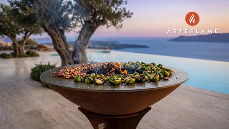 Charred Brussels Sprouts with Balsamic (British Style) cooking on an Arteflame grill