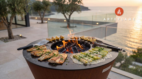 Grilled Smoked Haddock & Buttered Leeks (British Style) cooking on an Arteflame grill