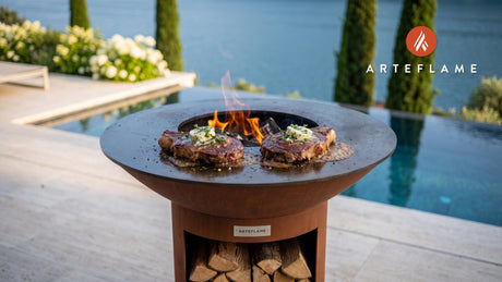 Seared Ribeye with Stilton Butter (British Style) cooking on an Arteflame grill