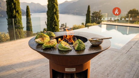 Grilled Cabbage Wedges with Mustard Dressing (British Style) cooking on an Arteflame grill