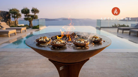 Grilled Stilton Stuffed Mushrooms (British Style) cooking on an Arteflame grill