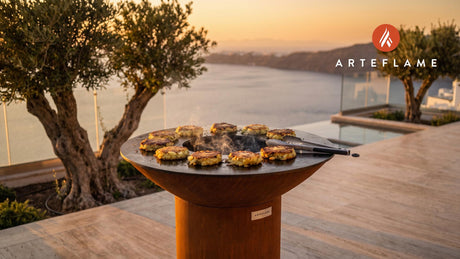Crispy Bubble and Squeak Cakes (British Style) cooking on an Arteflame grill