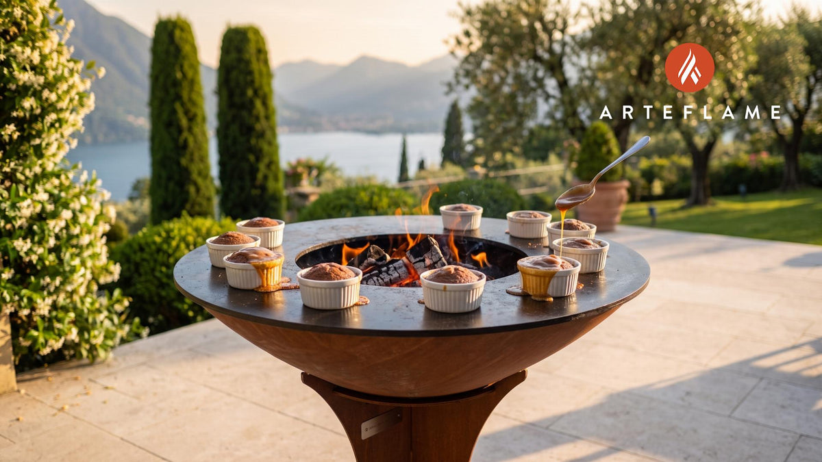Sticky Date & Treacle Puddings (British Style) cooking on an Arteflame grill