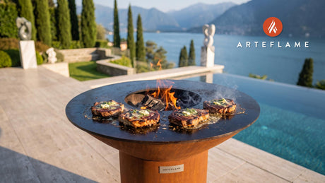 Grilled Celeriac Steaks cooking on an Arteflame grill