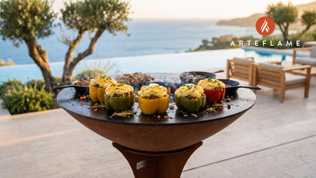 Grilled Shepherd's Pie Stuffed Peppers (British Style) cooking on an Arteflame grill