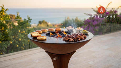 Smoky BBQ Pulled Pork Rolls (British Style) cooking on an Arteflame grill