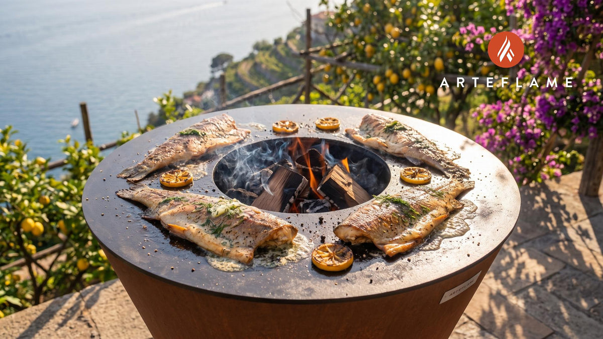Smoked Trout Fillets cooking on an Arteflame grill