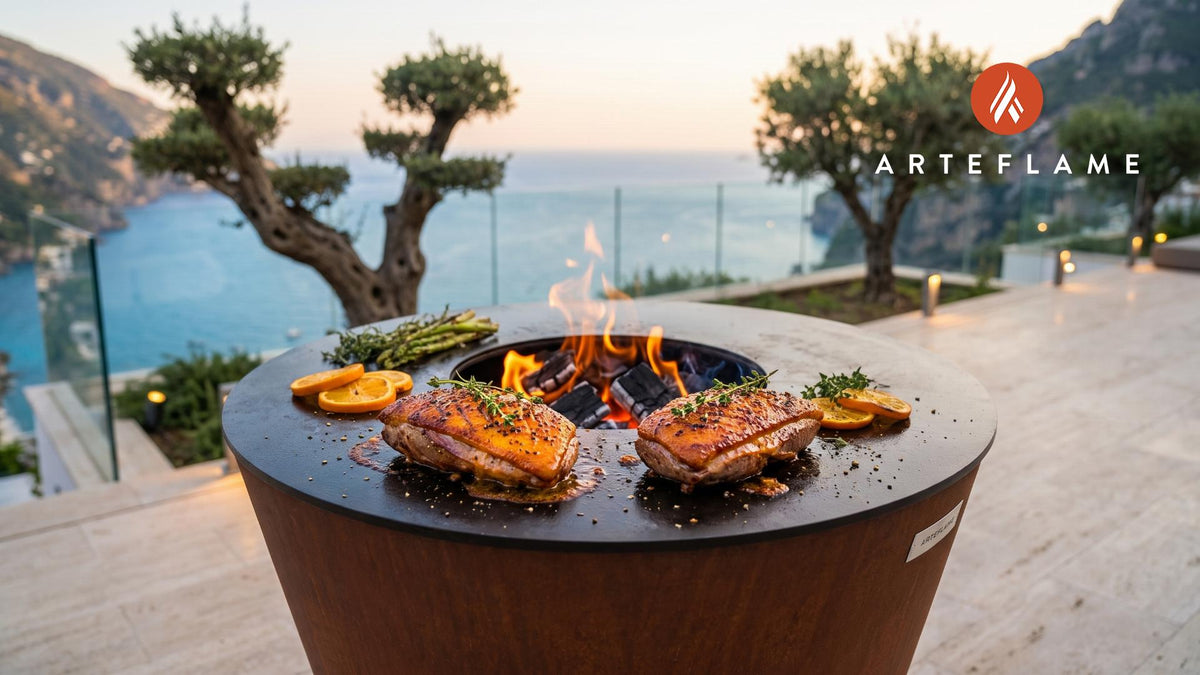 Grilled Duck Breast with Orange Glaze (German Style) cooking on an Arteflame grill