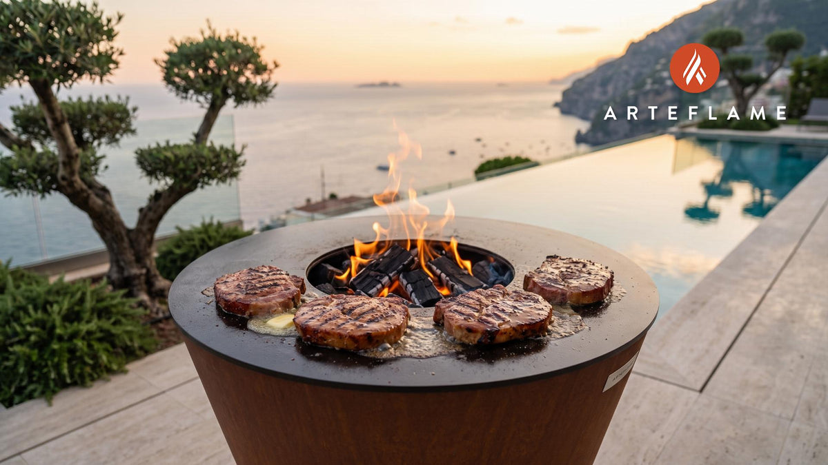 Juicy Grilled Ham Steaks (German Smoked) cooking on an Arteflame grill