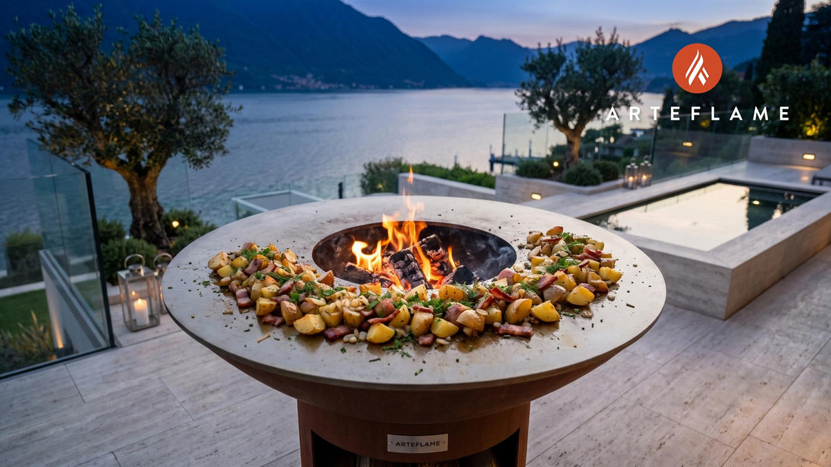 Crispy Grilled Potatoes (German Herb Style) cooking on an Arteflame grill