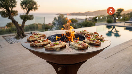 Grilled Raclette Cheese Bread (German Style) cooking on an Arteflame grill