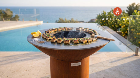 Grilled Smoked Eel (German Style) cooking on an Arteflame grill