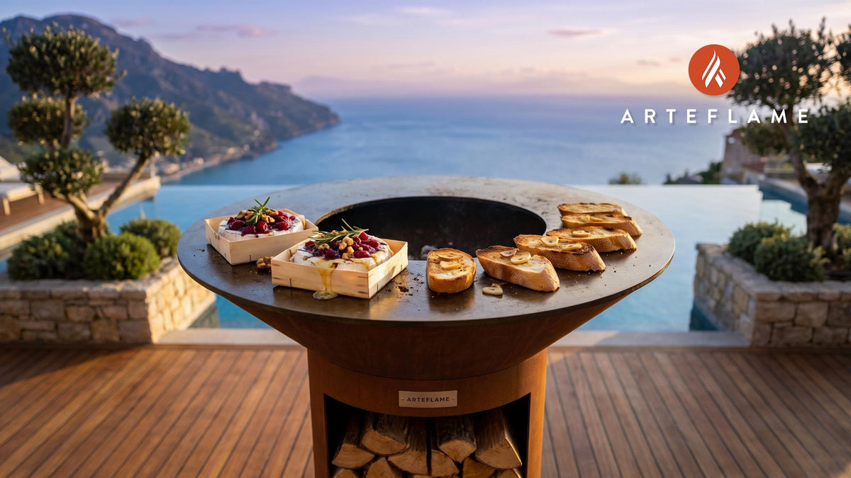 Grilled Camembert & Cranberries (German Style) cooking on an Arteflame grill