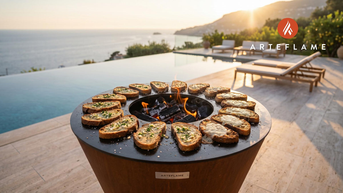 Grilled Rye Bread with Garlic Butter (German Style) cooking on an Arteflame grill