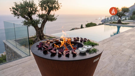 Charred Beets with Dill Sour Cream (German Style) cooking on an Arteflame grill