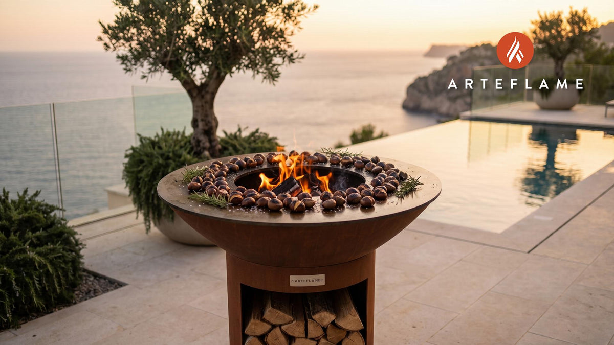 Grilled Chestnuts with Smoked Salt (German Style) cooking on an Arteflame grill
