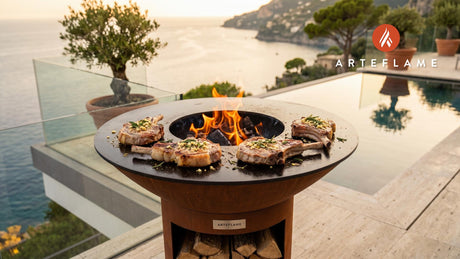 Tuscan Grilled Pork Chops cooking on an Arteflame grill