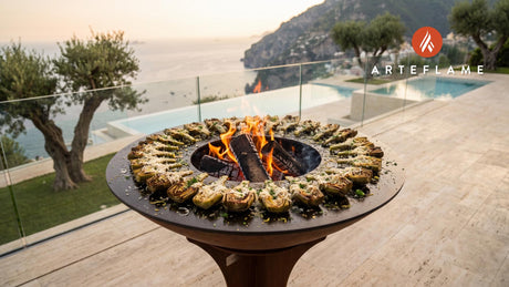 Charred Artichoke Hearts with Parmesan (Italian Style) cooking on an Arteflame grill