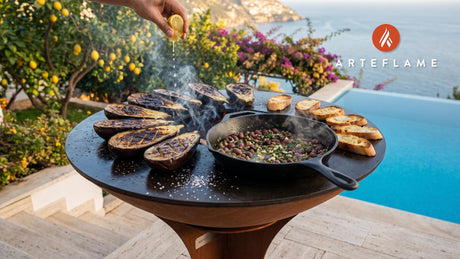 Smoky Eggplant & Olive Tapenade (Italian Style) cooking on an Arteflame grill