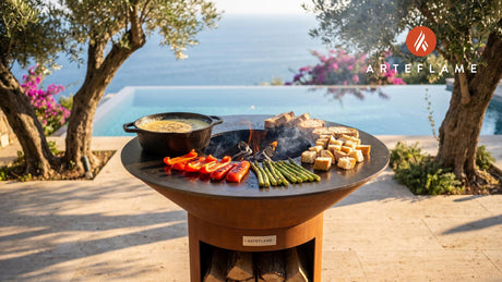 Wood-Fired Cheese Fondue (Italian Alpine Style) cooking on an Arteflame grill