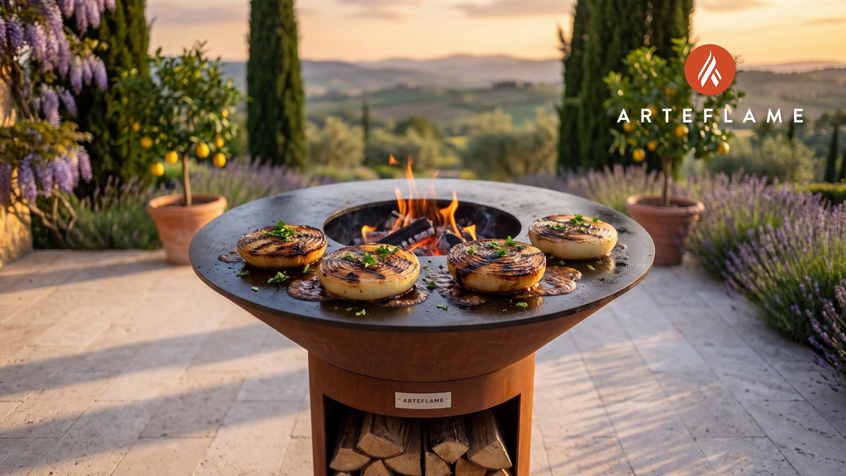 Grilled Vidalia Onion Steaks (Alabama Style) cooking on an Arteflame grill