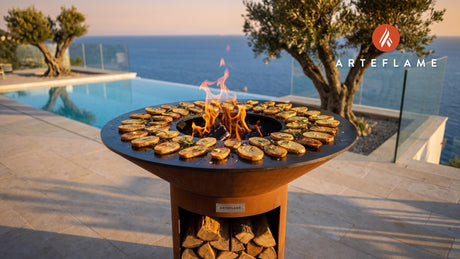 Crispy Grilled Potato Slices (Italian Rosemary) cooking on an Arteflame grill