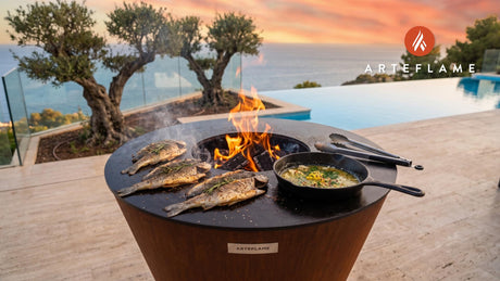 Smoked Trout with Lemon Butter (Italian Style) cooking on an Arteflame grill