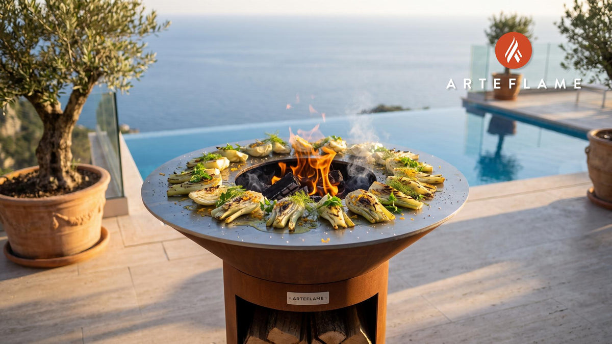 Charred Fennel & Orange Zest (Italian Style) cooking on an Arteflame grill