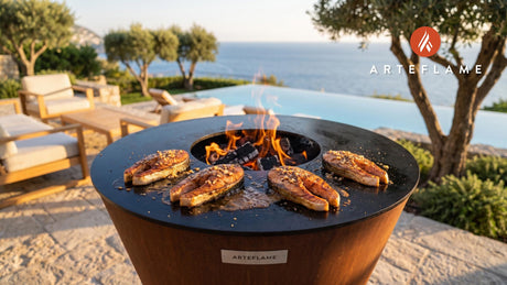 Seared Salmon Steaks cooking on an Arteflame grill
