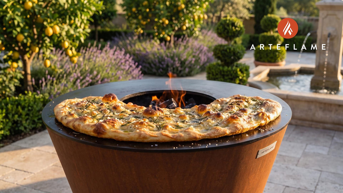 Grilled Italian Focaccia cooking on an Arteflame grill