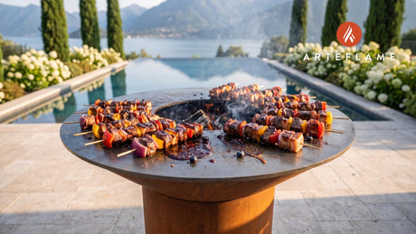 Grilled Moose Kabobs cooking on an Arteflame grill