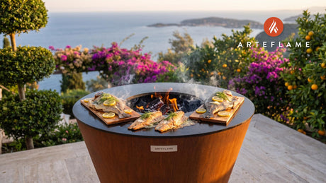 Smoked Trout cooking on an Arteflame grill