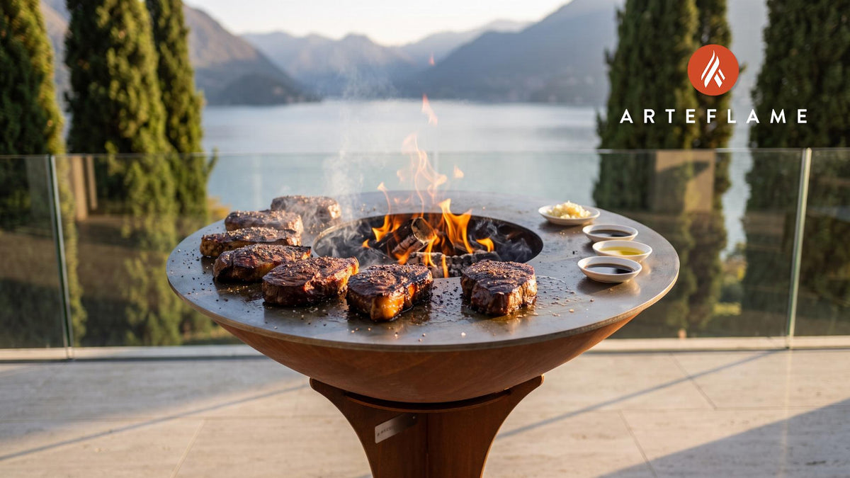 Grilled Whale Steaks (Alaska Inuit Style) cooking on an Arteflame grill