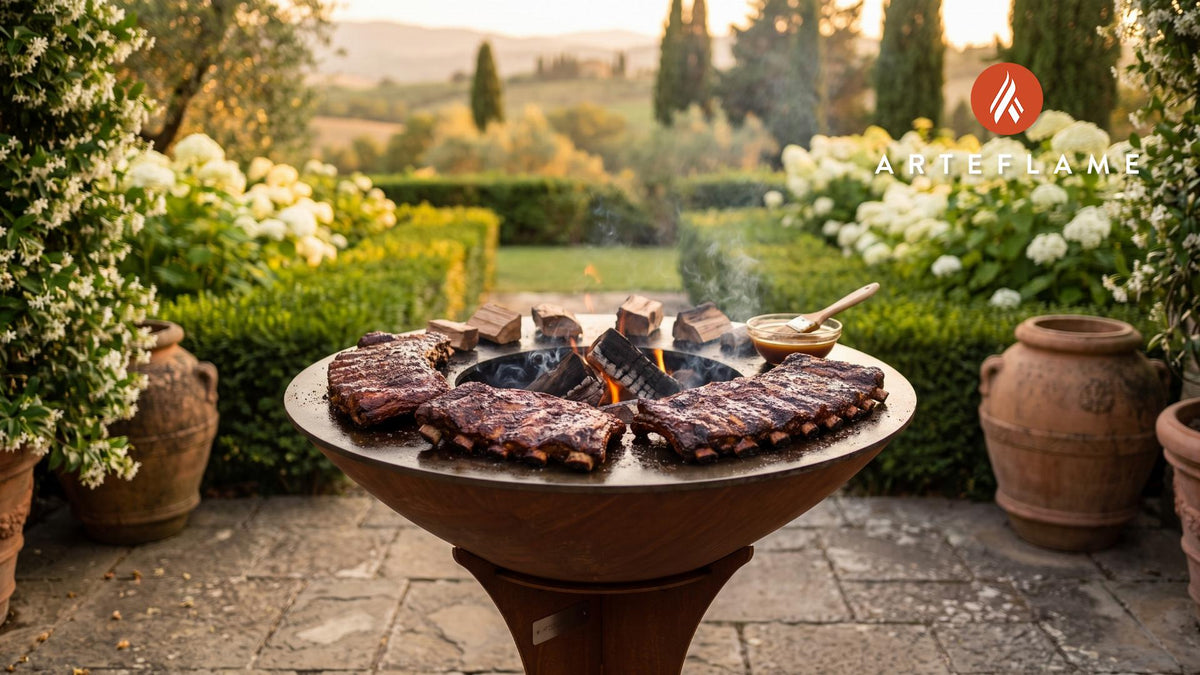 Hickory Smoked Bear Ribs (Alaskan Style) cooking on an Arteflame grill