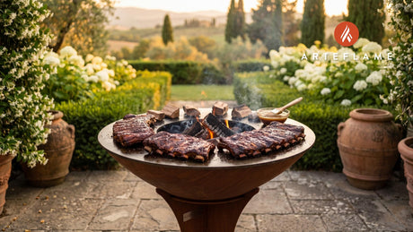 Hickory Smoked Bear Ribs (Alaskan Style) cooking on an Arteflame grill