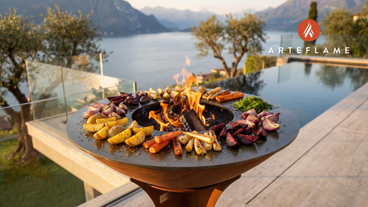 Crispy Roasted Root Vegetables (Polish Style) cooking on an Arteflame grill