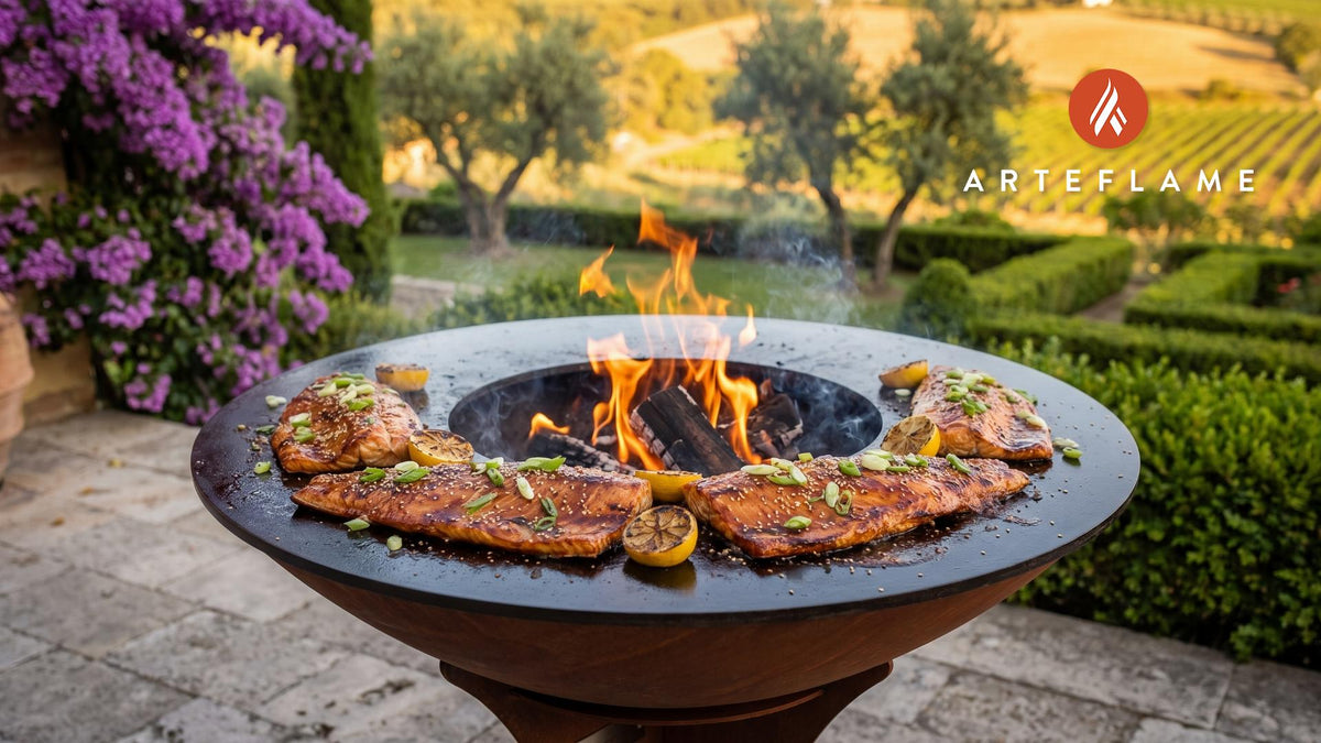 Grilled Steelhead Trout cooking on an Arteflame grill