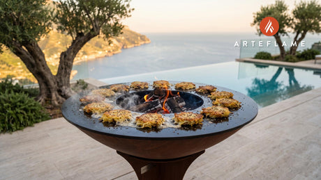 Crispy Sauerkraut & Mushroom Fritters (Polish) cooking on an Arteflame grill