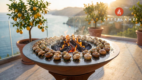 Herbed Grilled Mushrooms (Polish Style) cooking on an Arteflame grill