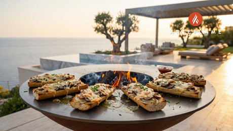 Caramelized Onion & Cheese Toasts (Polish Style) cooking on an Arteflame grill