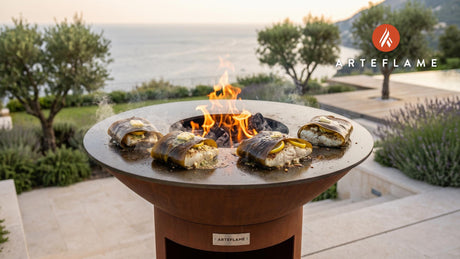Seaweed Wrapped Grilled Fish (Alaskan Style) cooking on an Arteflame grill