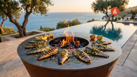 Grilled Herring Fillets cooking on an Arteflame grill