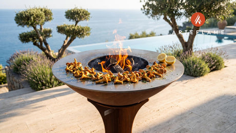 Grilled Chanterelle Mushrooms cooking on an Arteflame grill