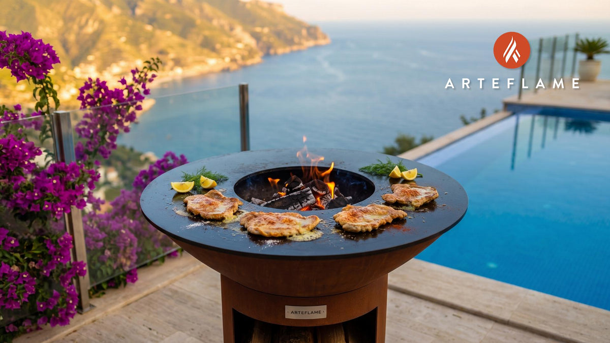 Tender Grilled Veal Cutlets (Polish Style) cooking on an Arteflame grill