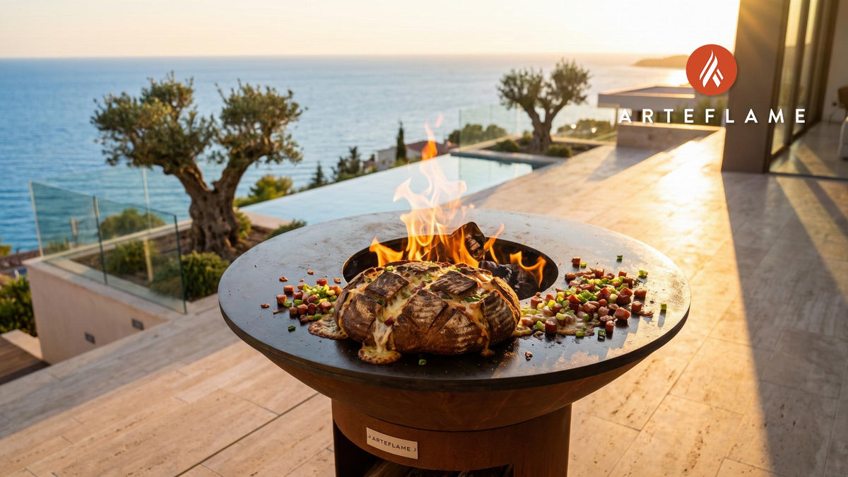 Grilled Sour Rye Bread with Cheese (Polish Style) cooking on an Arteflame grill