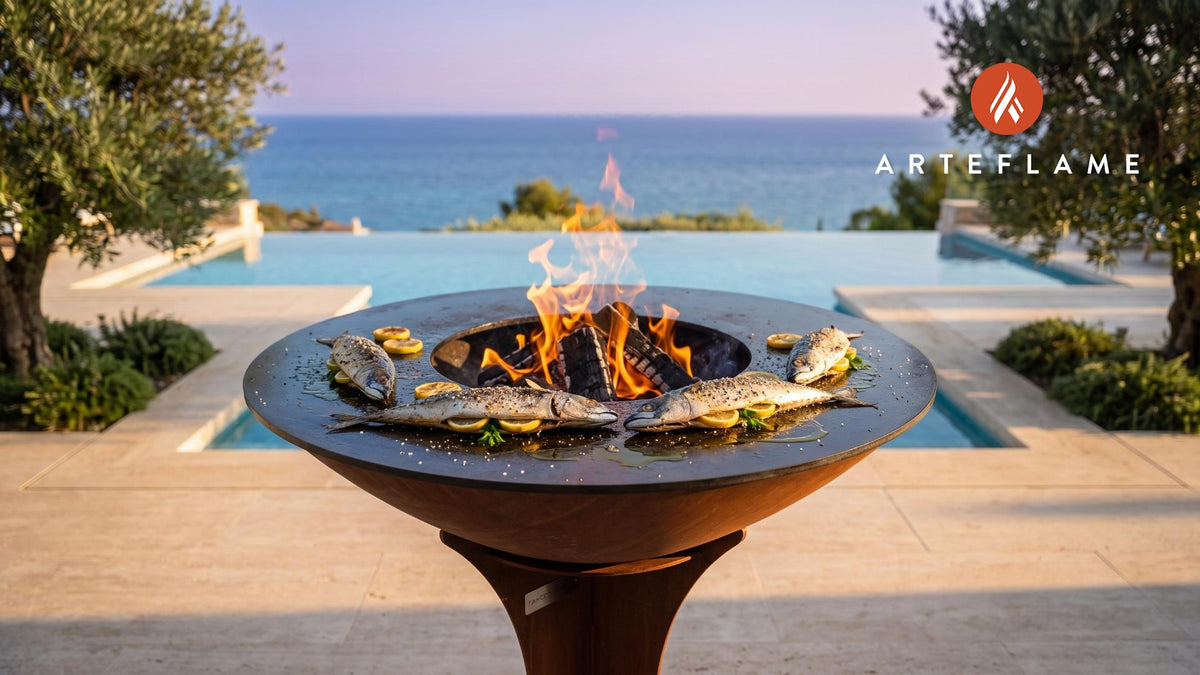 Grilled Mackerel with Lemon (Polish Style) cooking on an Arteflame grill