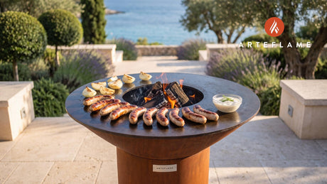 Juicy Grilled Polish White Sausage & Horseradish cooking on an Arteflame grill