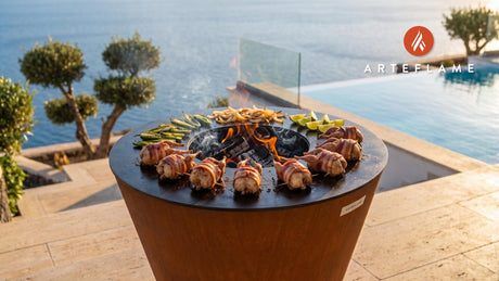 Grilled Quail (Arizona Sonoran Style) cooking on an Arteflame grill