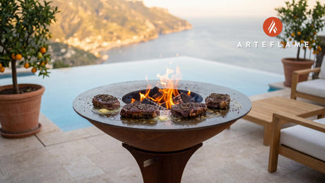 Herb-Crusted Venison Steaks (Dutch Style) cooking on an Arteflame grill